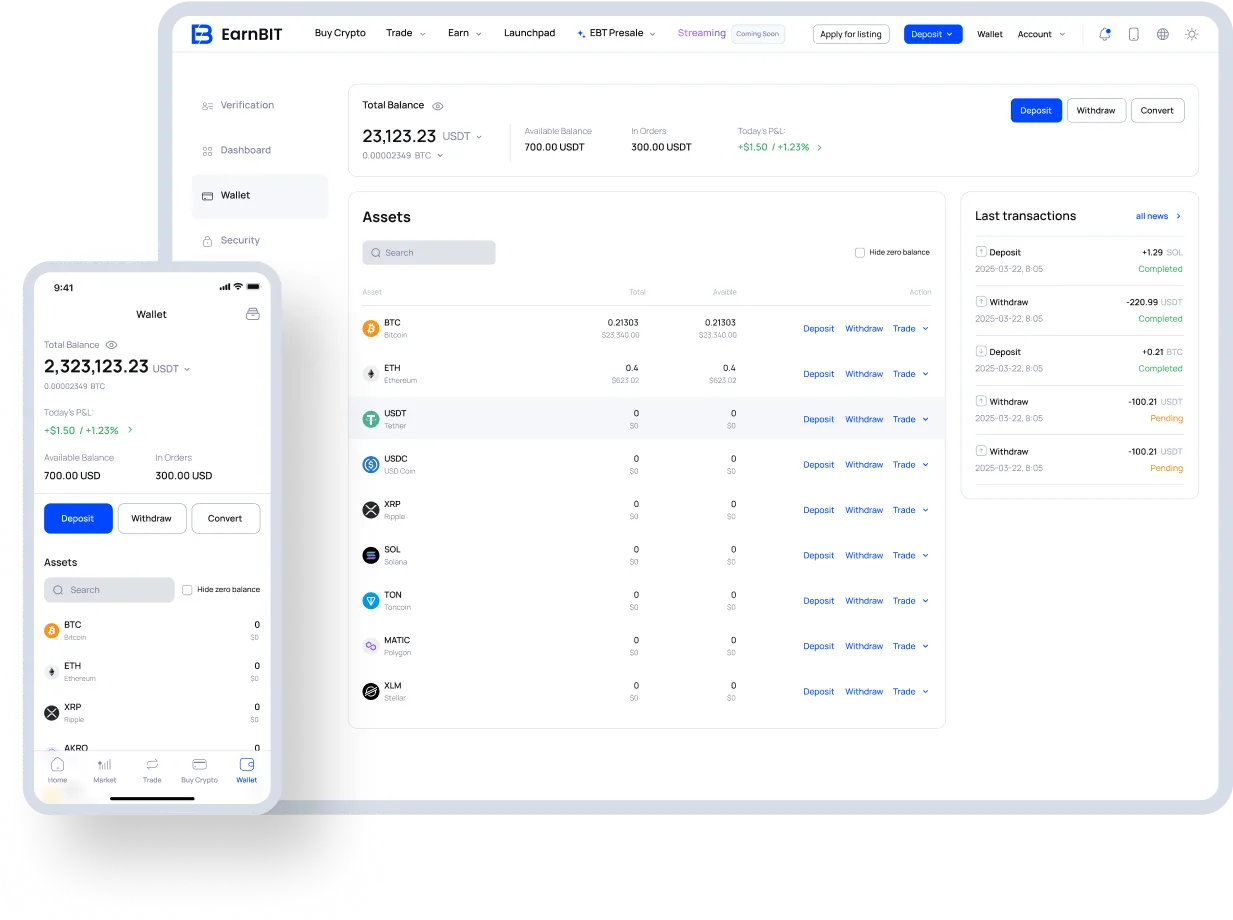 EarnBIT - First Crypto Exchange with Built-in Live Streaming